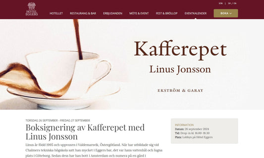 Book signing event at Hotel Eggers in Gothenburg